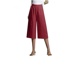 Rebe-pantalones Para Mulher De Algodão E Linho De Perna Larga Casual Com Bolsos Para Verão, Praia E Ginásio Xxxxl Rojo
