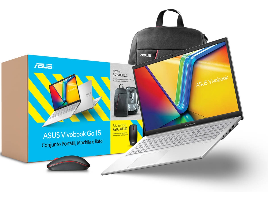 Pack Portátil ASUS VB E1504GA (15.6'' - Intel Core i3-N305 - RAM: 8 GB - 512 GB SSD - Intel UHD Graphics) + Rato + Mochila