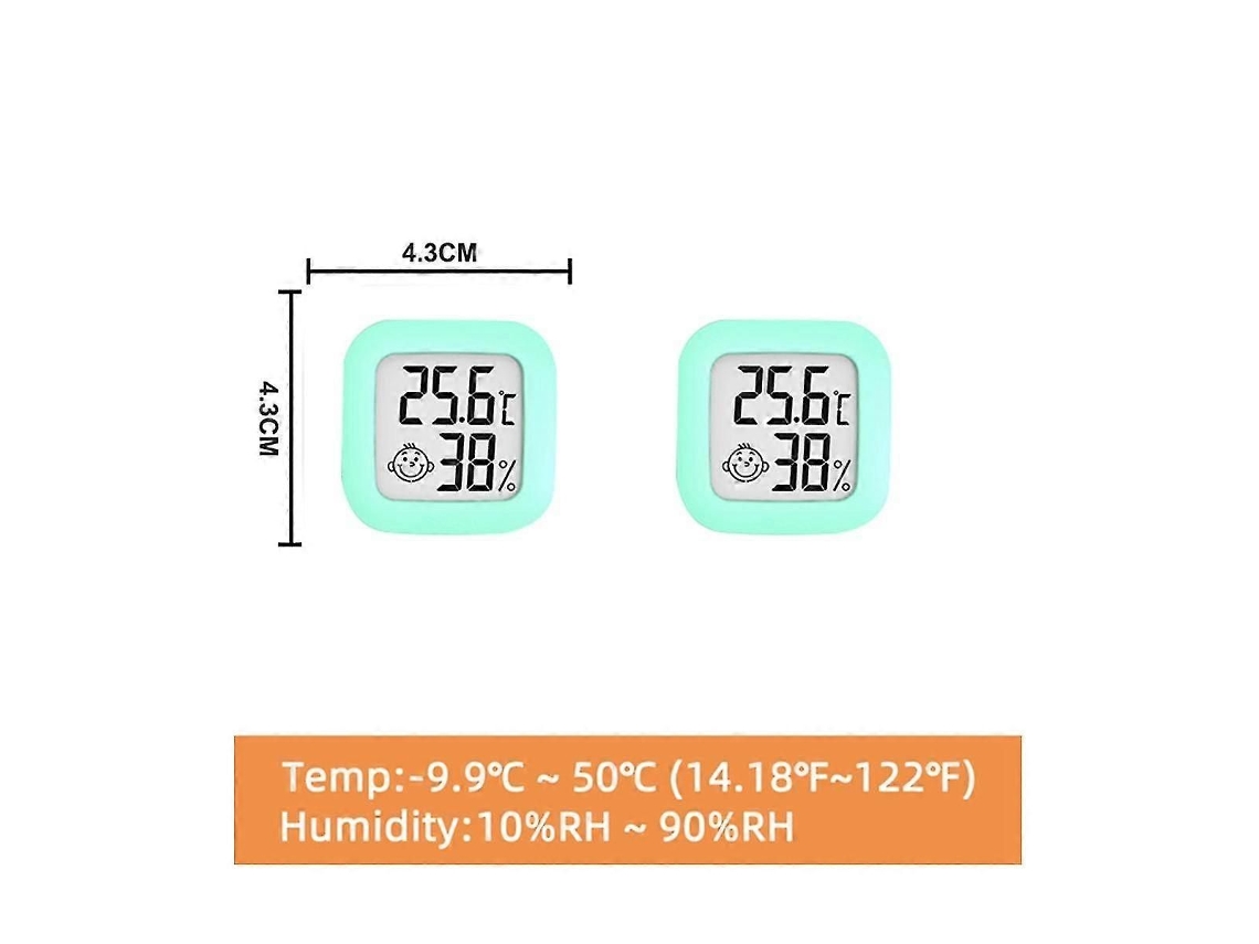Conjunto De 2 Mini Termômetros E Higrômetros Digitais Para Ambientes Internos Com Visor Lcd E Sensor De Temperatura - Verde