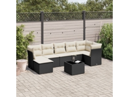 Vidaxl 8 Pcs Conjunto Sofás De Jardim Com Almofadões Vime Pe Preto