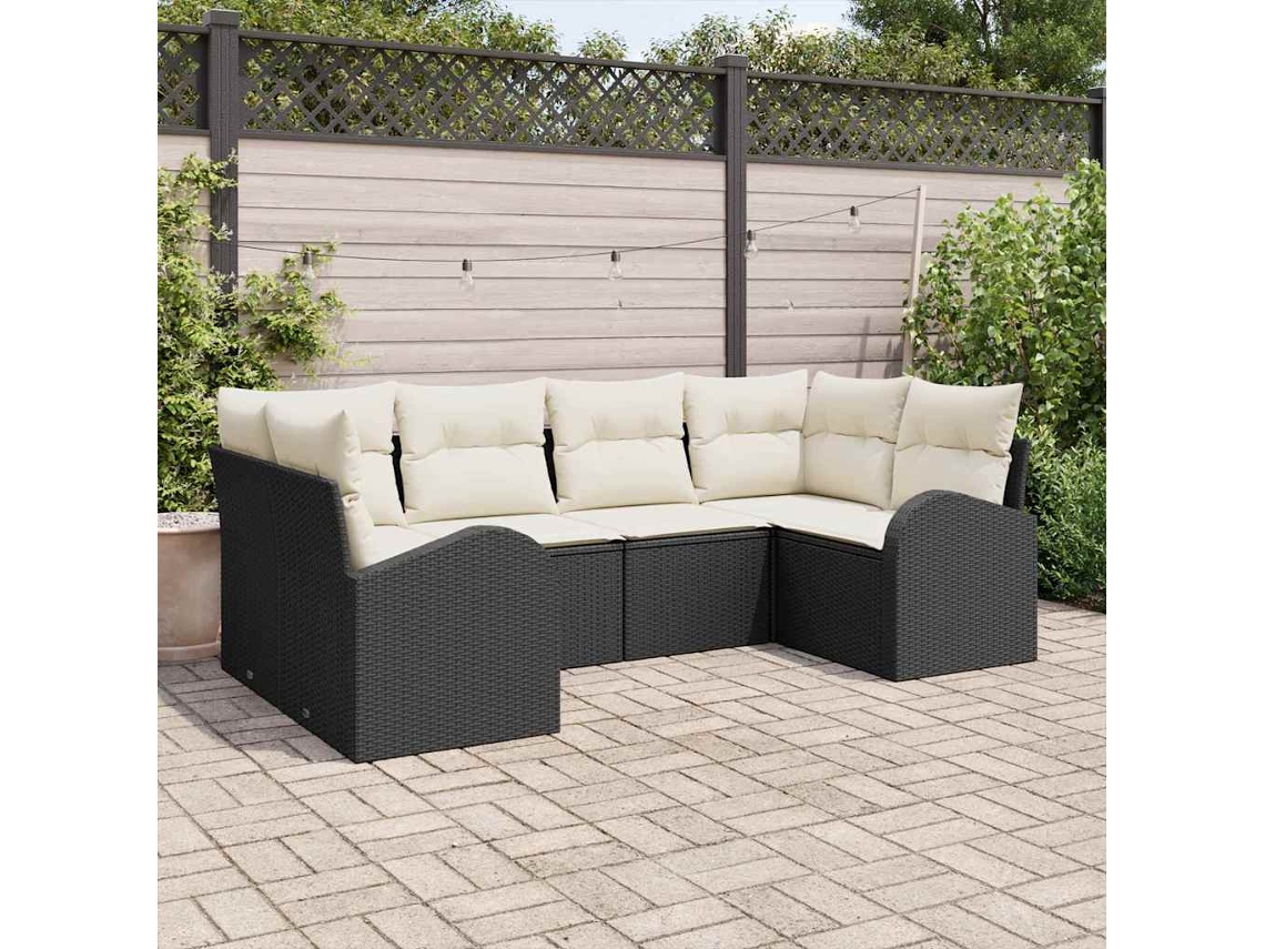 Vidaxl Conjunto De Sofá De Jardim 6 Unid. Preto