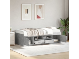 Vidaxl Sofá-cama Com Gavetas Sem Colchão 90x190 Cm Cinzento Cimento