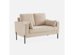 Sofá De Bombazina Bege De 2 Lugares SWEEEK (130 x 79 x 69 cm)