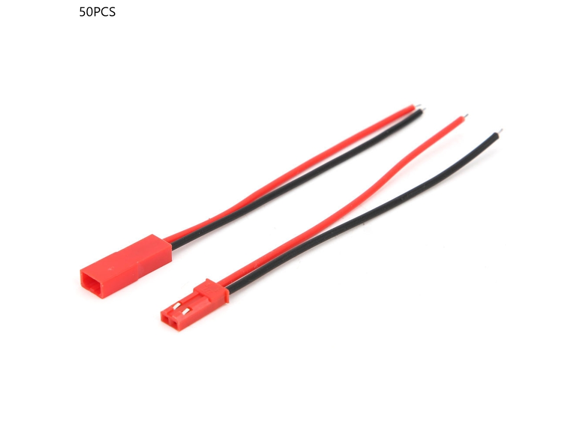50 Pares Fio Conector 2 Pinos Cobre Chapeado Silicone Vermelho 22awg Jumper Para Rc