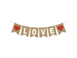 Bandeira Decorativa De Festa Com Letras Love E Corações De Glitter Vermelho Para Dia Dos Namorados Blanco