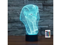 Luminária Noturna 3d Em Formato De Faraó Egípcio Com 7/16 Leds Que