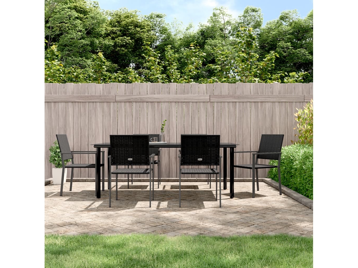 Vidaxl 7 Pcs Conjunto De Jantar P/ Jardim Vime Pe E Aço