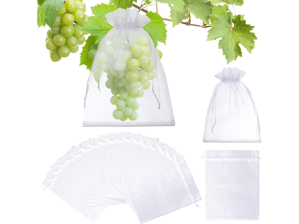 Sacos de Proteção para Frutas, 100 Unidades, Capas Protetoras com Cordão, Respiráveis e Reutilizáveis, Sacos de Malha CHABERLU