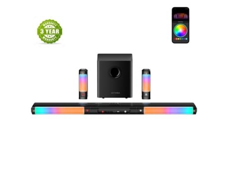 Soundbar Barra De Som 7.1 Ultimea Apollo S70 Ultra Desmontável Subwoofer 410w Iluminação Dinâmica Controle Por App Com 10 Equalizadores Para Cinema