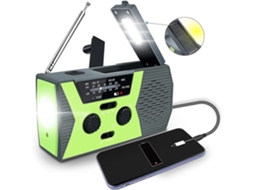 RÁDIO MANIVELA, SOLAR, BATERIA 1200MAH, USB, LED, VERDE AQUAFORGE