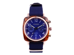 Relógio de pulso masculino com pulseira de nylon, movimento de quartzo, estilo casual, azul royal.