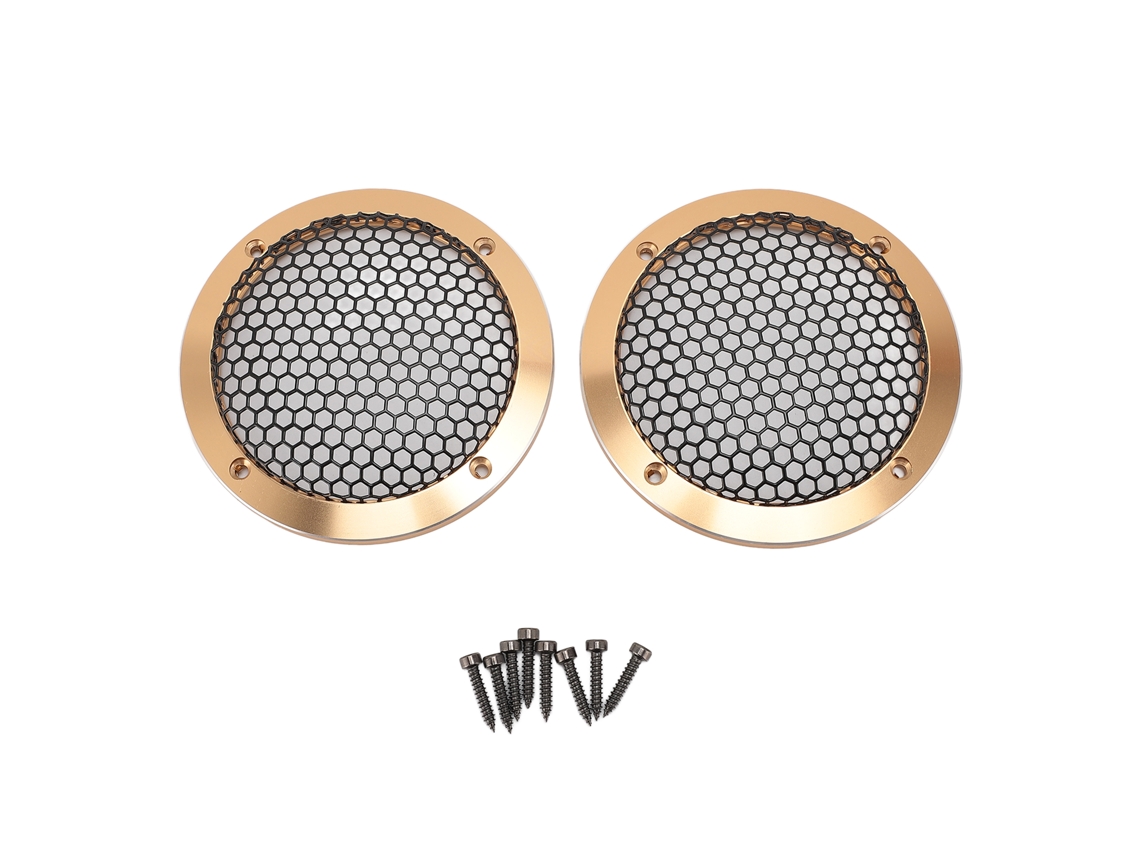 Capacete De Alto-falante De Teto Redondo Com Malha Dourado Diâmetro Externo 92mm Para Carro