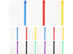 Sacos plásticos translúcidos com zíper para pastas de 6 argolas tamanho A7, 30 mini envelopes coloridos para