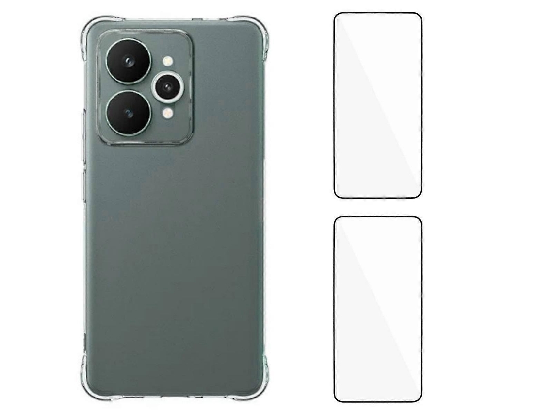 Capa De Tpu Tkdaddy Para Realme 15 5g Wanlonfeng Wl2 Series 2,0 Mm Com 2 Películas De Vidro Temperado Transparente