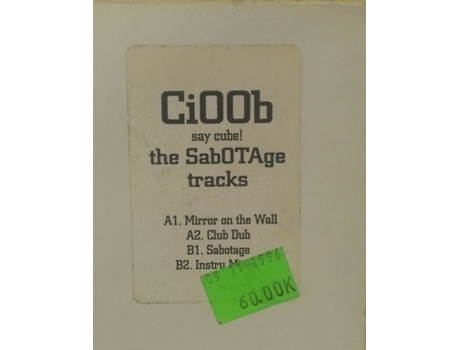 Sabotage Tracks, Cioob | Media Condition Very Good Plus (vg) | 1 X Vinyl 12, 45 Rpm Food For Thought Records (say Cube!)