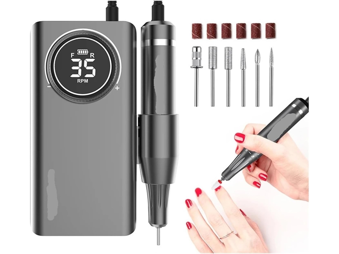 Kit de Lixadeira de Unhas Profissional, Lixadeira Elétrica Portátil, Recarregável, 35.000 Rpm SFUSHOS