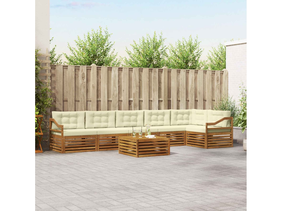 Vidaxl Conjunto De Sofás Para Exterior 7 Unid. Natural E Creme