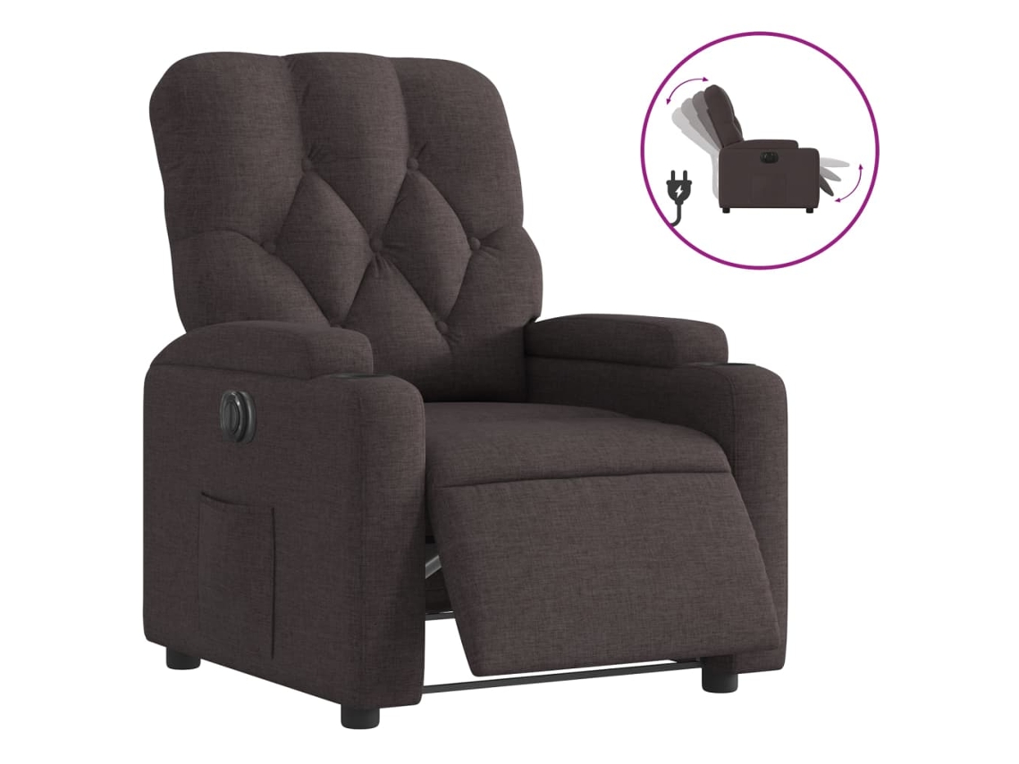 Electric Recliner Chair, Electric Recliner Chairs Vidaxl Marrom Tecido