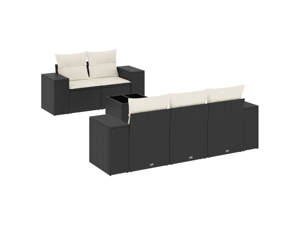 Maison Exclusive - 6 Pcs Conjunto Sofás De Jardim C/ Almofadões Vime Pe Preto