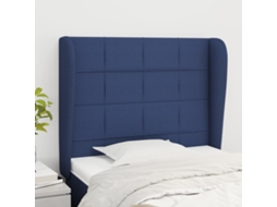 Vidaxl Cabeceira De Cama C/ Abas Tecido 93x23x118/128 Cm Azul