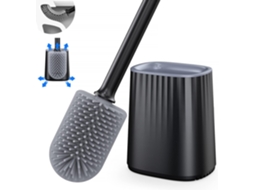 Escova de silicone criativa, com suporte, montada na parede, flexível
