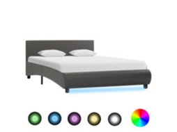 Bed Frame, Bed Frames Vidaxl Cinzeto Couro Artificial (140 X 200 Cm)