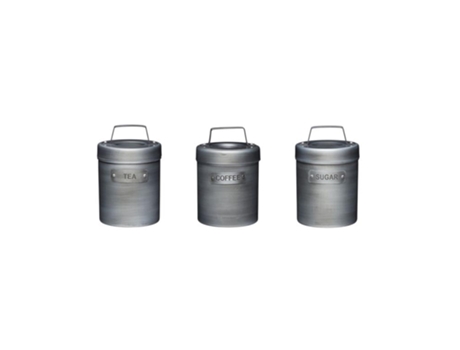 Canisters de Cozinha Industrial Estilo Vintage Metal Conjunto 3 Peças