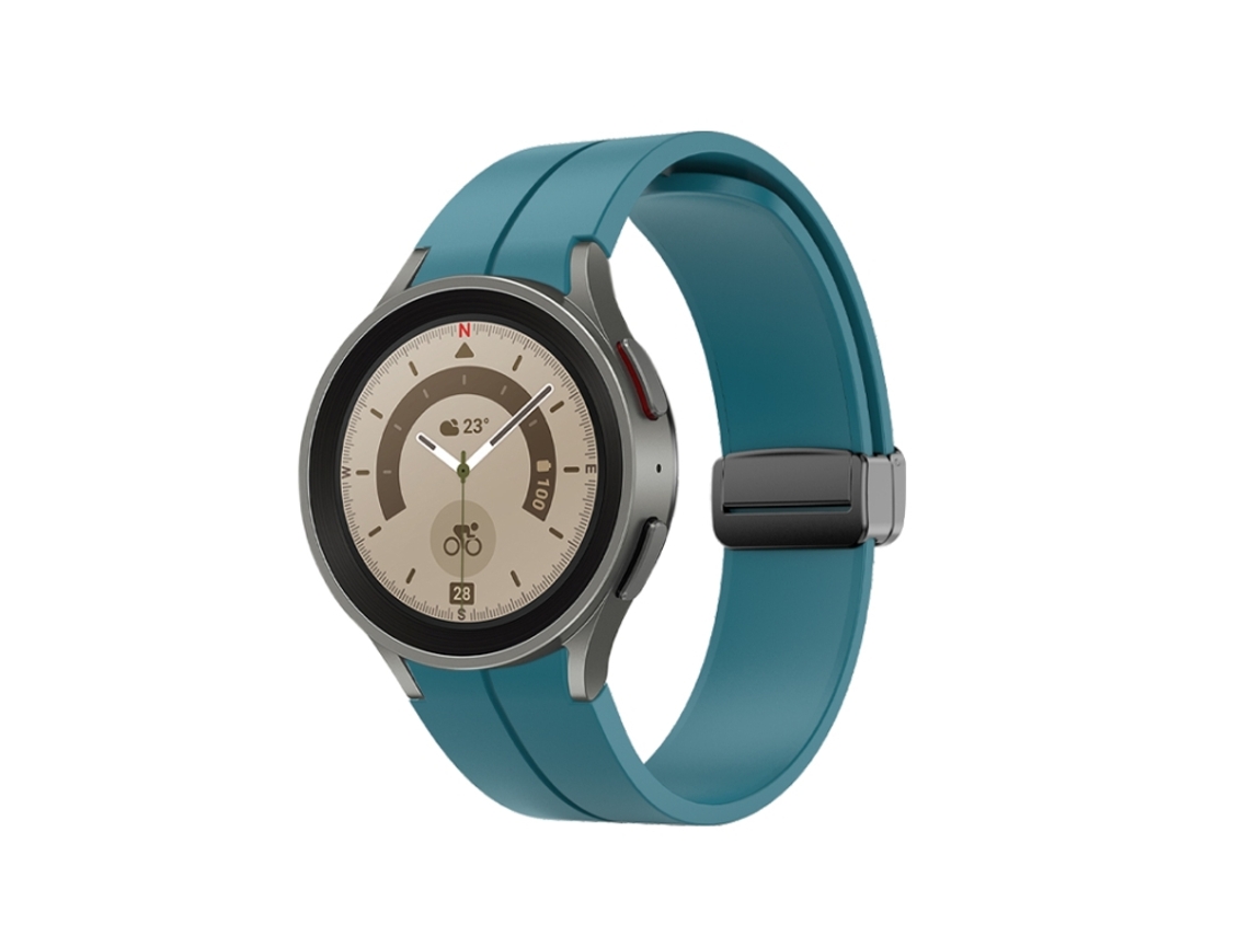 Bracelete Silicone Magnético para Samsung Galaxy Watch Ultra XIAOMOYU 47mm com Malha Verde Fluorescente