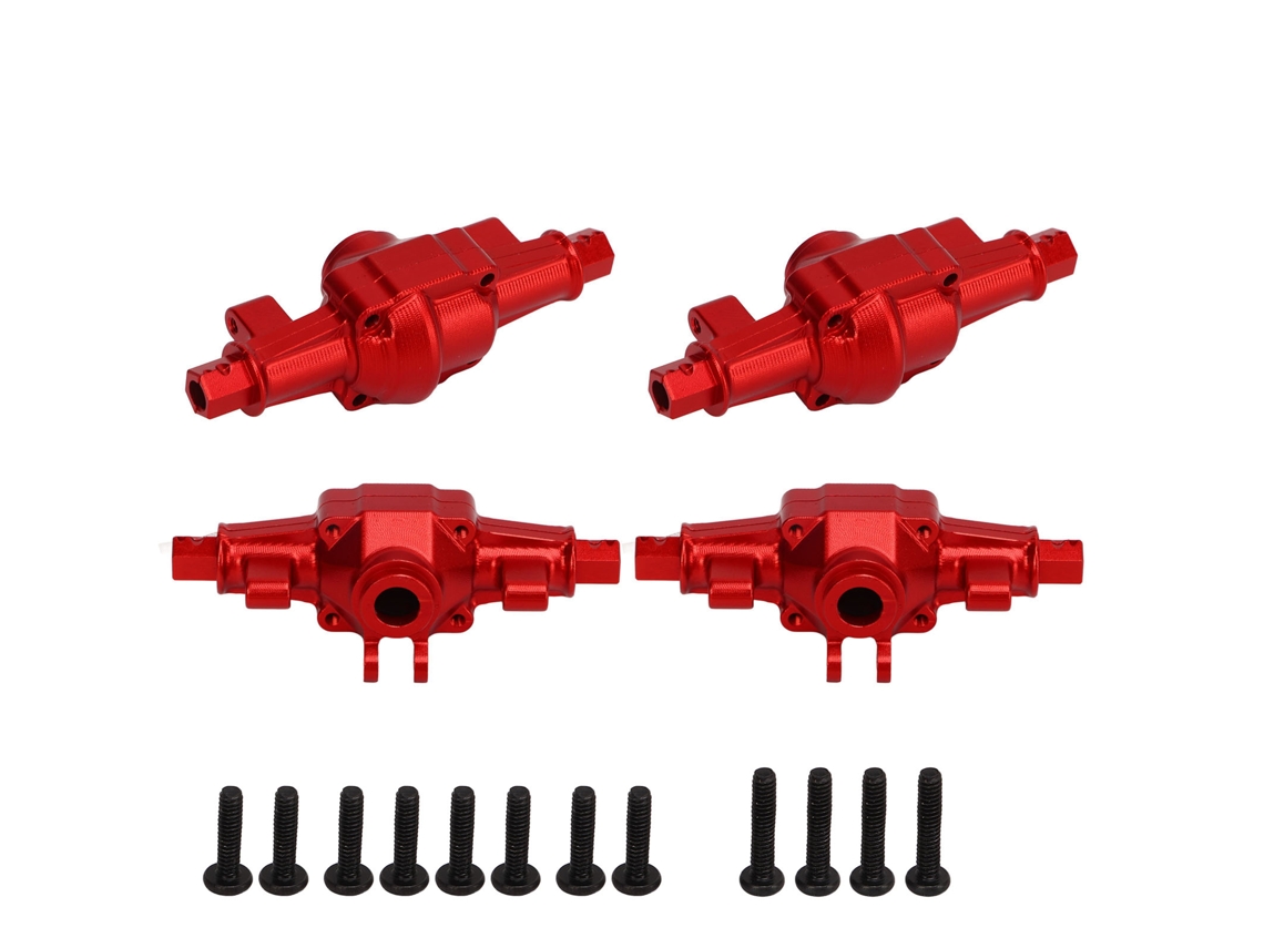 Conjunto De Carcacas De Eixo Dianteiro E Traseiro De Alumínio Para Rc Fcx24 1/24 Crawler 6.2cm Vermelho