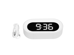 Despertador Baok com luz noturna LED, digital, em tecido, calendário perpétuo, branco e função de memória.