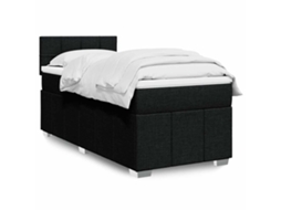 Cama Com Molas/colchão 80x200 Cm Tecido Preto