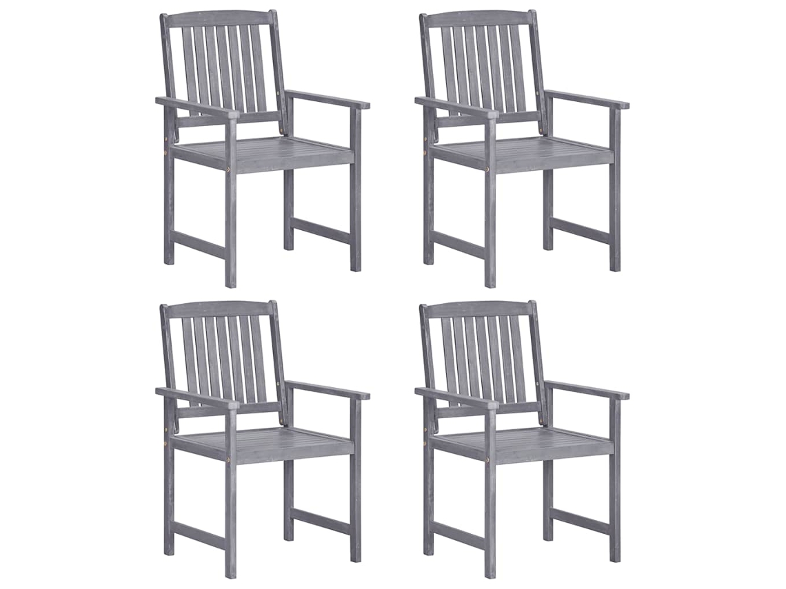 Vidaxl Cadeiras De Jardim 4 Pcs Madeira De Acácia Maciça Cinzento