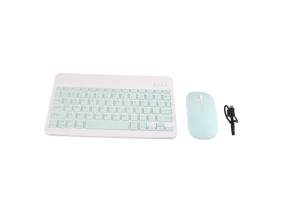 Teclado e mouse sem fio Bluetooth 10 polegadas ultra fino recarregável USB com DPI ajustável verde | S/MARCA