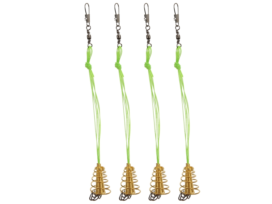 Mali 4pcs Isca de Pesca para Carpa com Anzol Explosivo e Alimentador Aço Inox 9