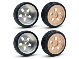 Conjunto de 4 Rodas e Pneus Sobresselentes em Metal para Automóveis Rc Zd Racing Ex16 S16 1/16 Peças e Acessórios para Veículos. MDUG (código 6630)
