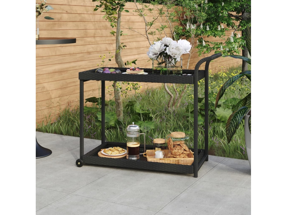 Vidaxl Carrinho De Bar 100x45x83 Cm Vime Pe Preto