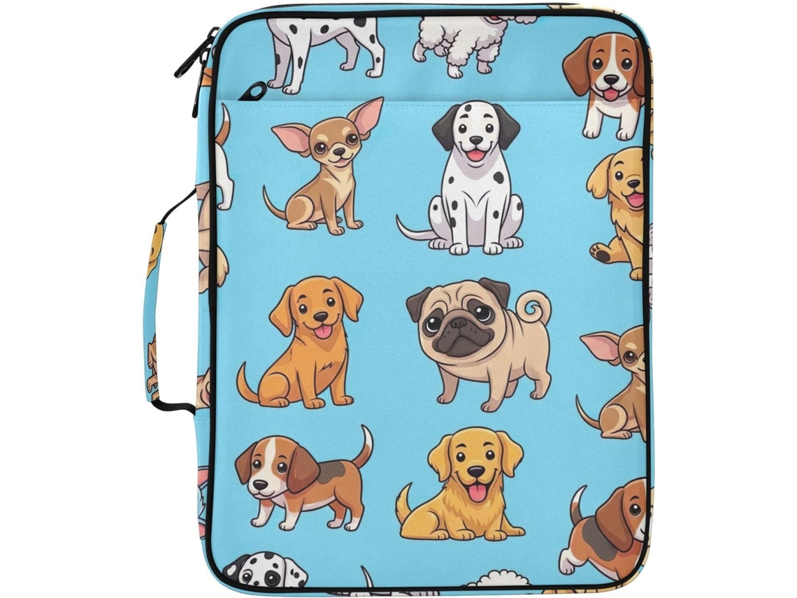 Pasta Expansível Com Estampa De Cachorro Desenho Animado, Pasta Sanfonada De 3 Argolas Escola, Escritório E Viagens