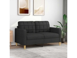 Vidaxl Sofá De 2 Lugares Tecido 140 Cm Preto