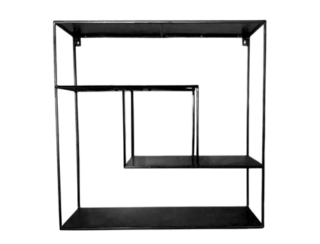 Estante de parede de metal negro