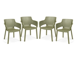 Keter Conjunto de 4 Cadeiras Exteriores para Jardim Elisa Cedro Verde 61,5x53x78,4 Cm