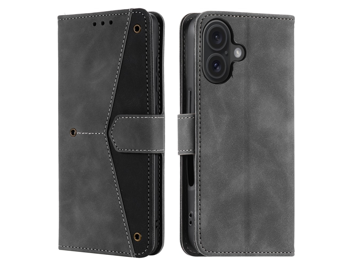 Capa Em Couro Pu, Para Apple Iphone 16 - Cor Cinzento