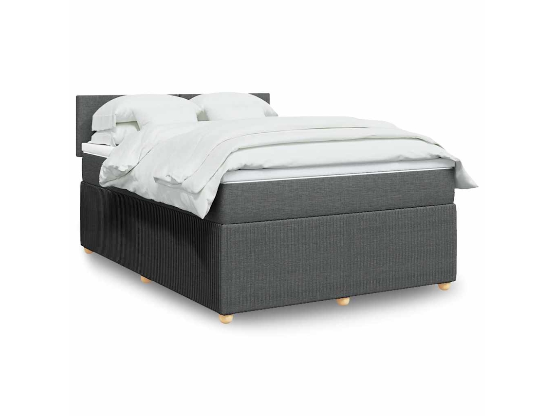 Vidaxl Cama Com Molas/colchão 160x200 Cm Tecido Cinzento-escuro