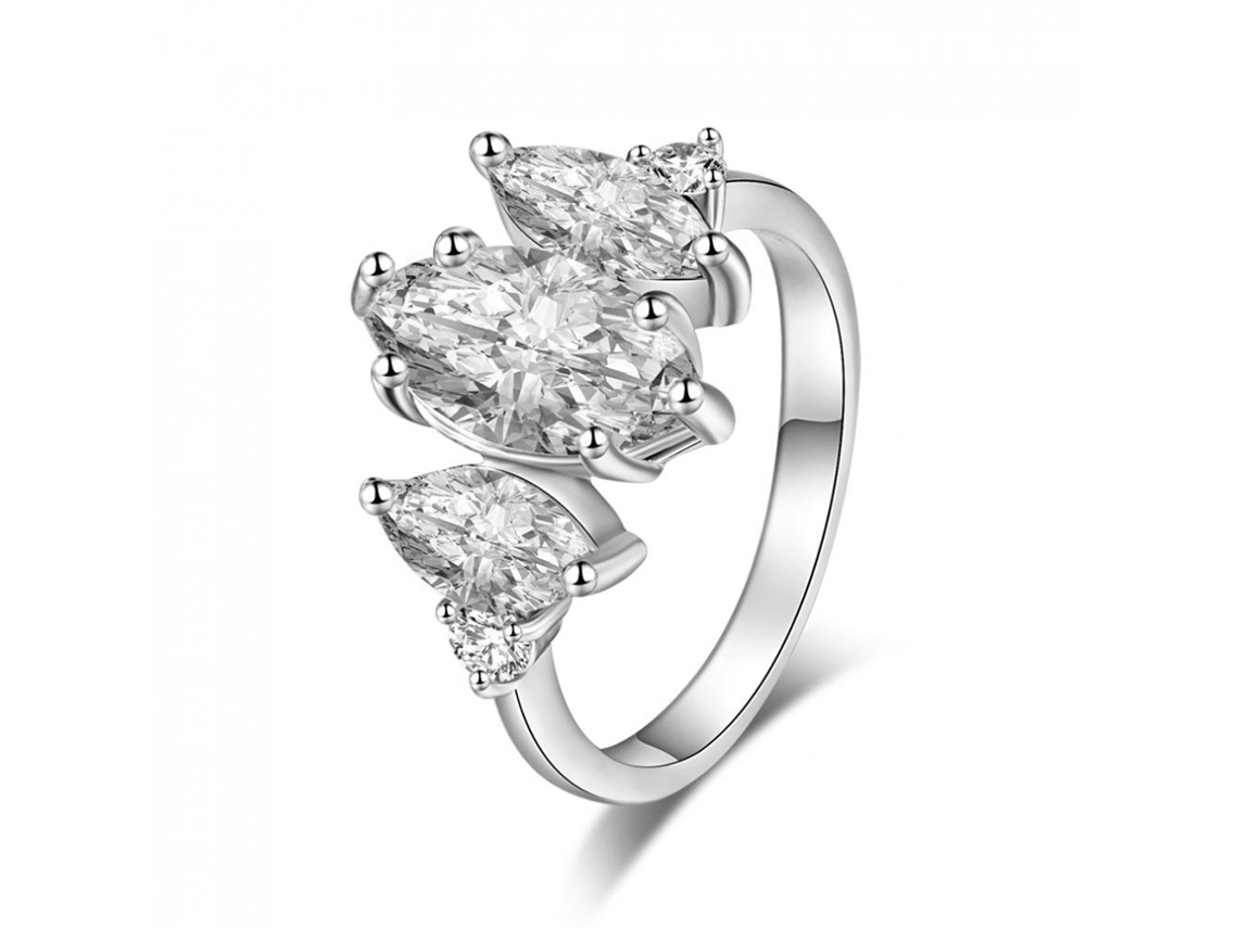 Anel De Jóias Elegante Com Zircão Grande