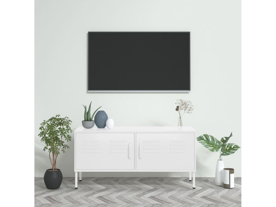 Vidaxl Móvel De Tv Aço 105x35x50 Cm Branco