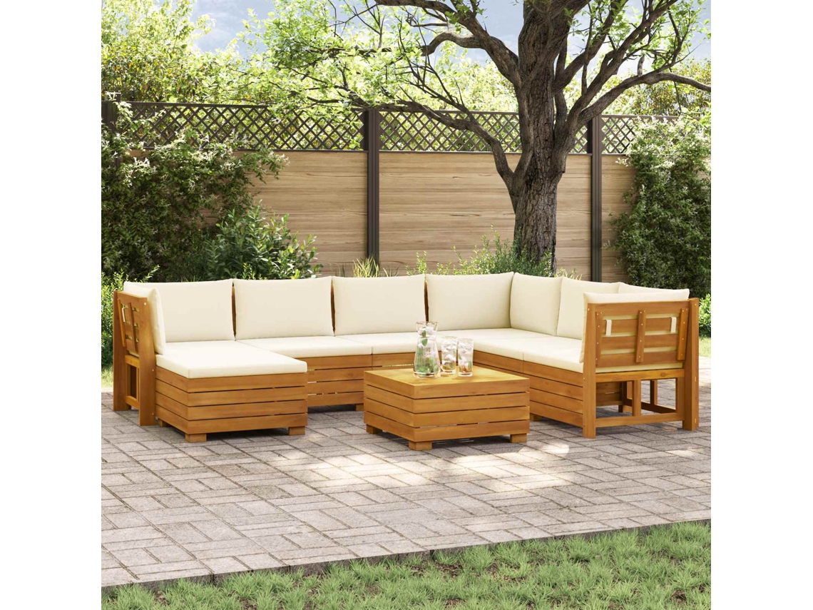 Vidaxl 8 Unid. Conjunto De Sofás Para Exterior Castanho