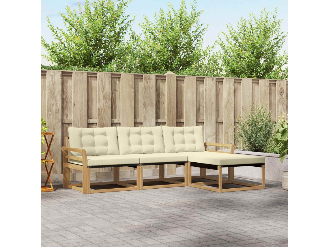 Vidaxl Conjunto De Sofás Para Exterior 4 Unid. Branco E Creme