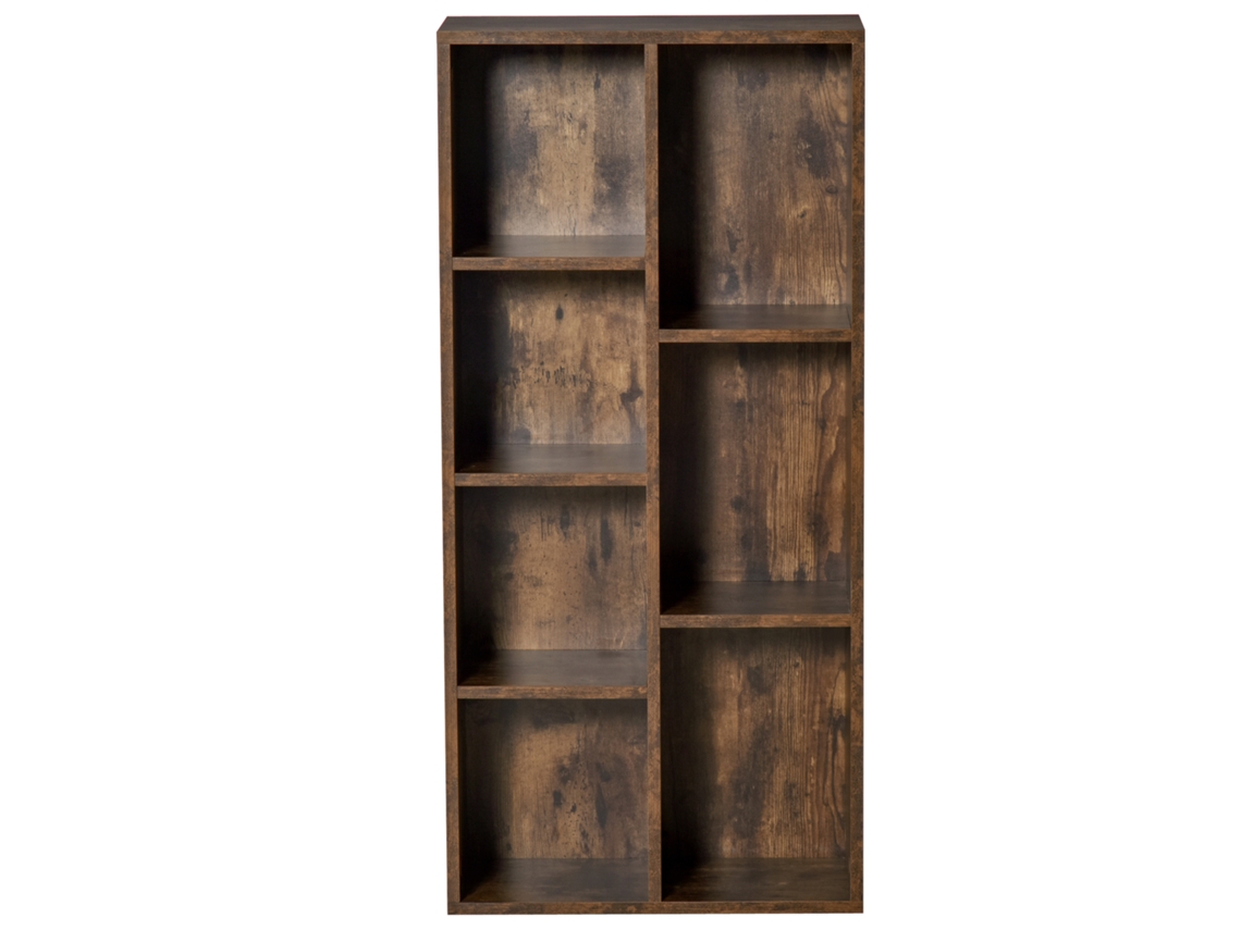 Estante Para Livros De Madeira Com 7 Compartimentos De Armazenamento 50x24x106 Cm Marrom Rústico