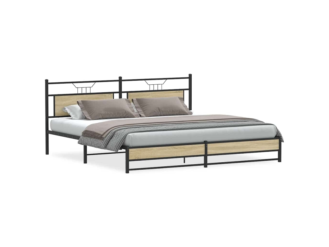 Bed Frame, Bed Frames Vidaxl Marrom Aço (193 X 201 Cm)