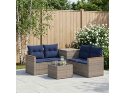 Vidaxl Conjunto De Sofás 6 Unid. Cinza E Azul Marinho