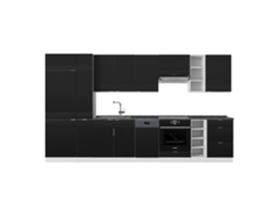 Cozinha Fame-line, 355cm, Pt Antracite, Preto Listrado/branco, Branco, Vicco